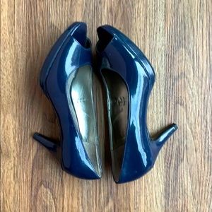 Navy peep toe heels